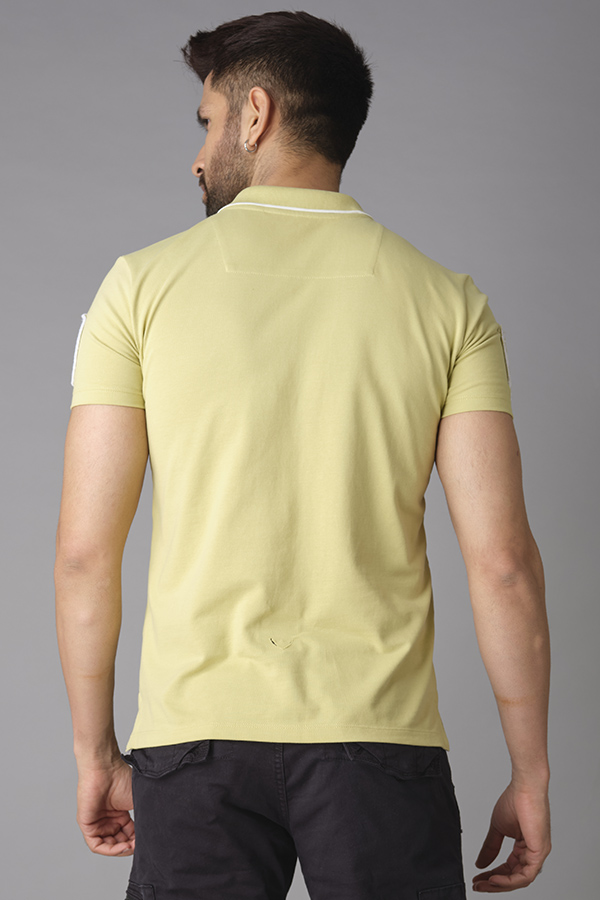 LT GREEN HALF SLEEVE PIOUE POLO TEE (POLO NECK H/SLV SLIM)