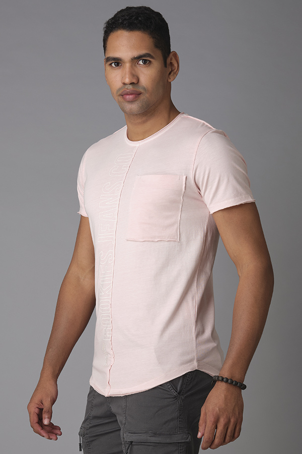 BABY PINK HALF SLEEVE ROUND NECK TEE (R NECK H/SLV SLIM)