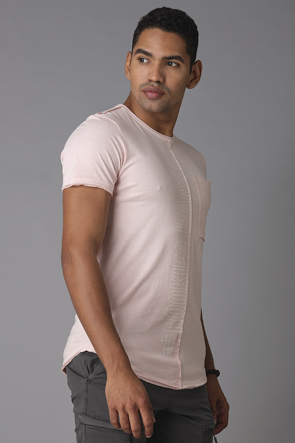 BABY PINK HALF SLEEVE ROUND NECK TEE (R NECK H/SLV SLIM)