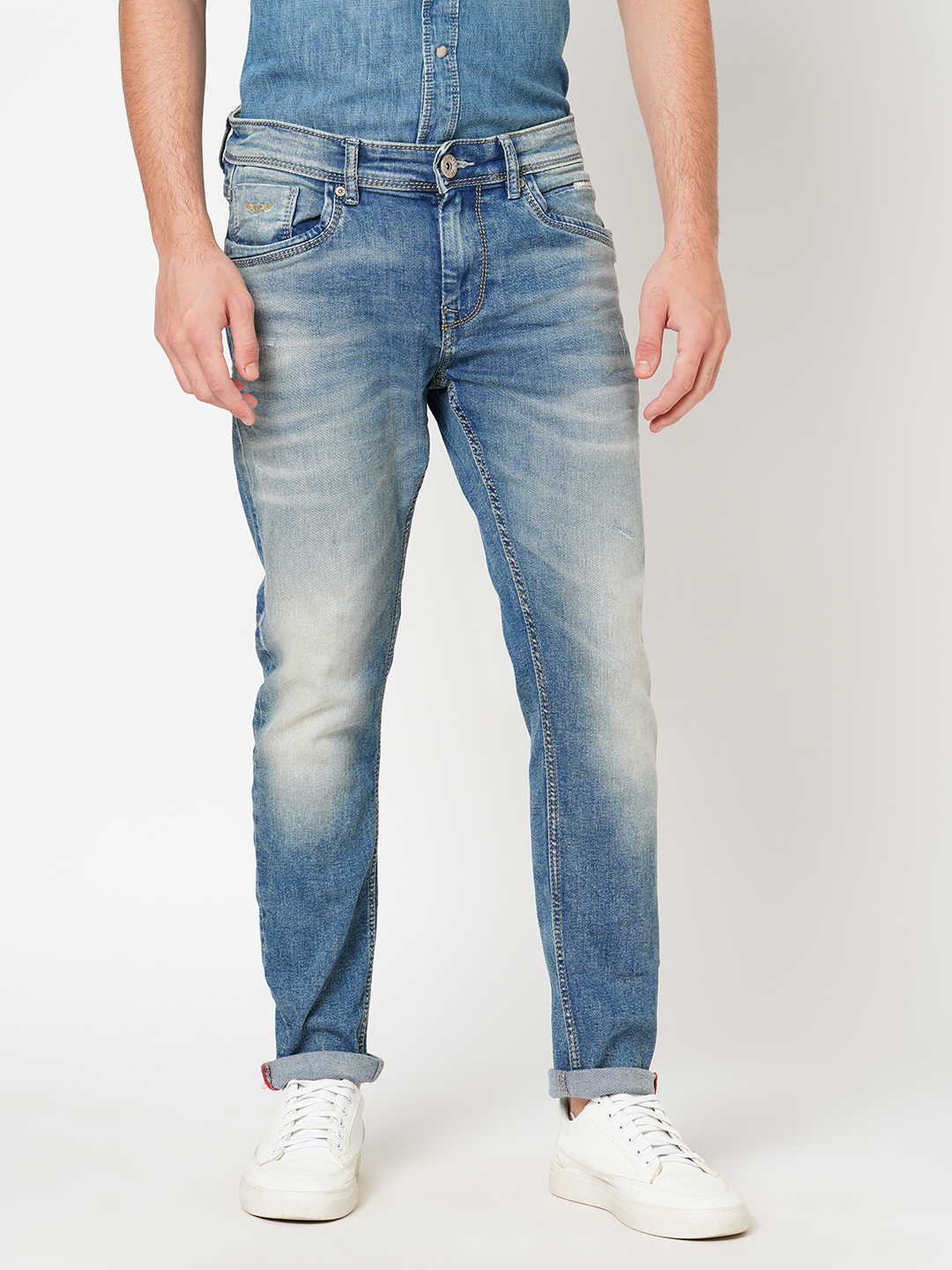 MED BLUE 5 POCKET LOW-RISE ANKLE LENGTH JEANS (SPRINGSTEEN FIT)