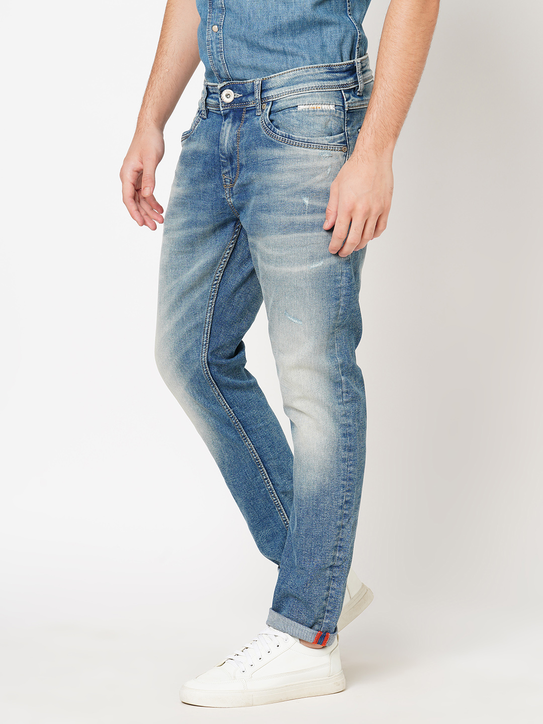 MED BLUE 5 POCKET LOW-RISE ANKLE LENGTH JEANS (SPRINGSTEEN FIT)