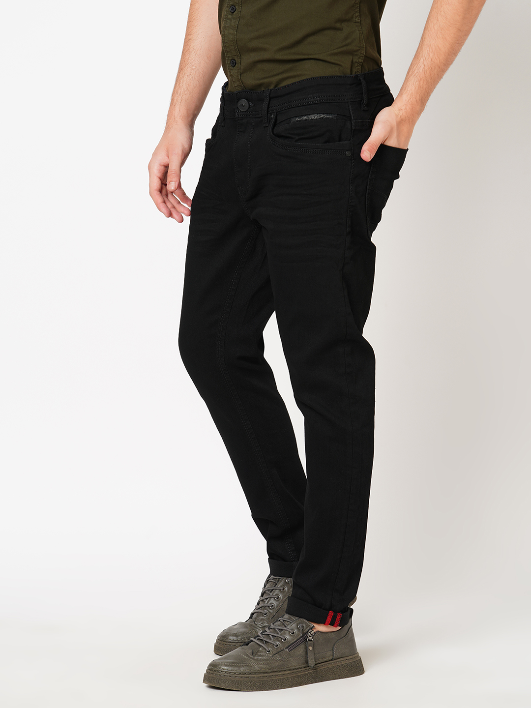 BLACK 5 POCKET LOW-RISE ANKLE LENGTH JEANS (SPRINGSTEEN FIT)