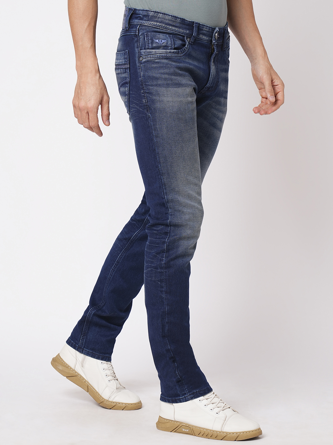 MED BLUE 5 POCKET MID-RISE JEANS (LENNON)