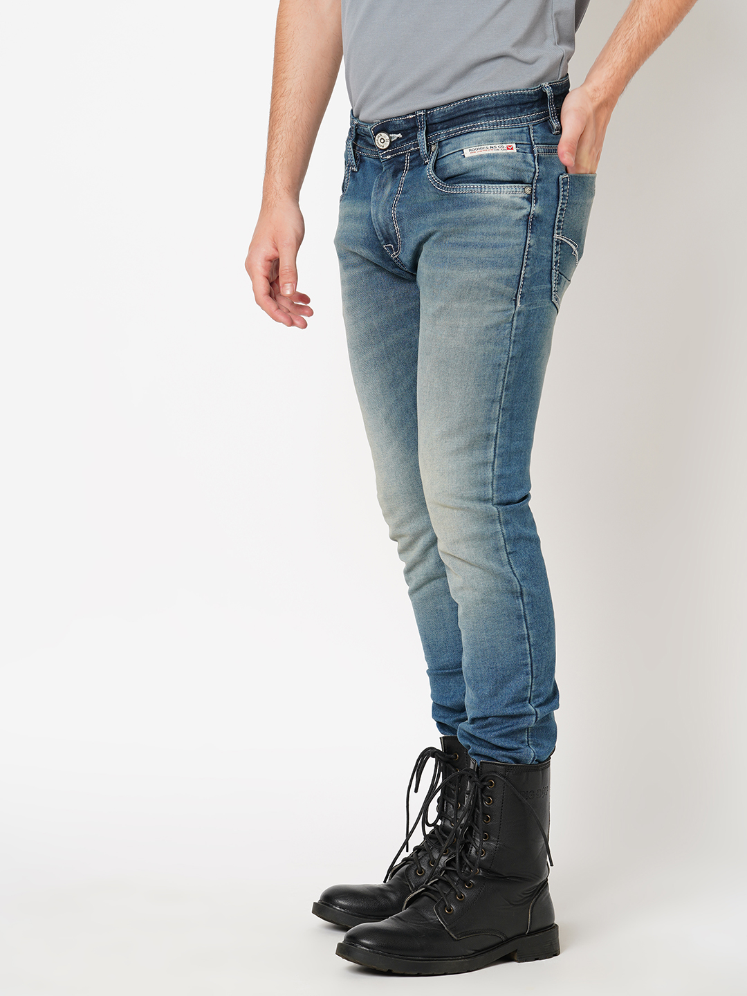 MED BLUE 5 POCKET MID-RISE JEANS (LENNON)