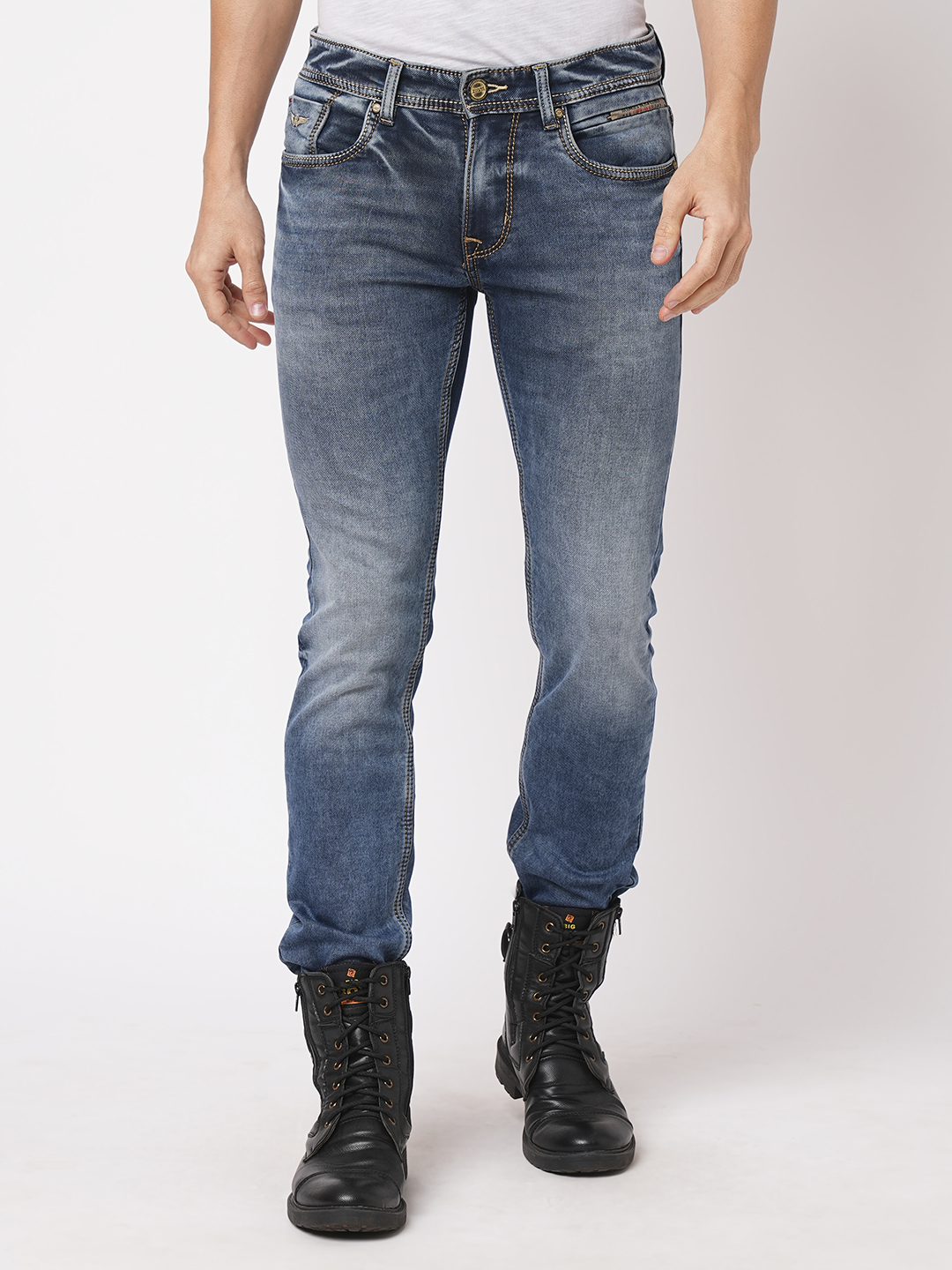 MED BLUE 5 POCKET MID-RISE JEANS (LENNON)