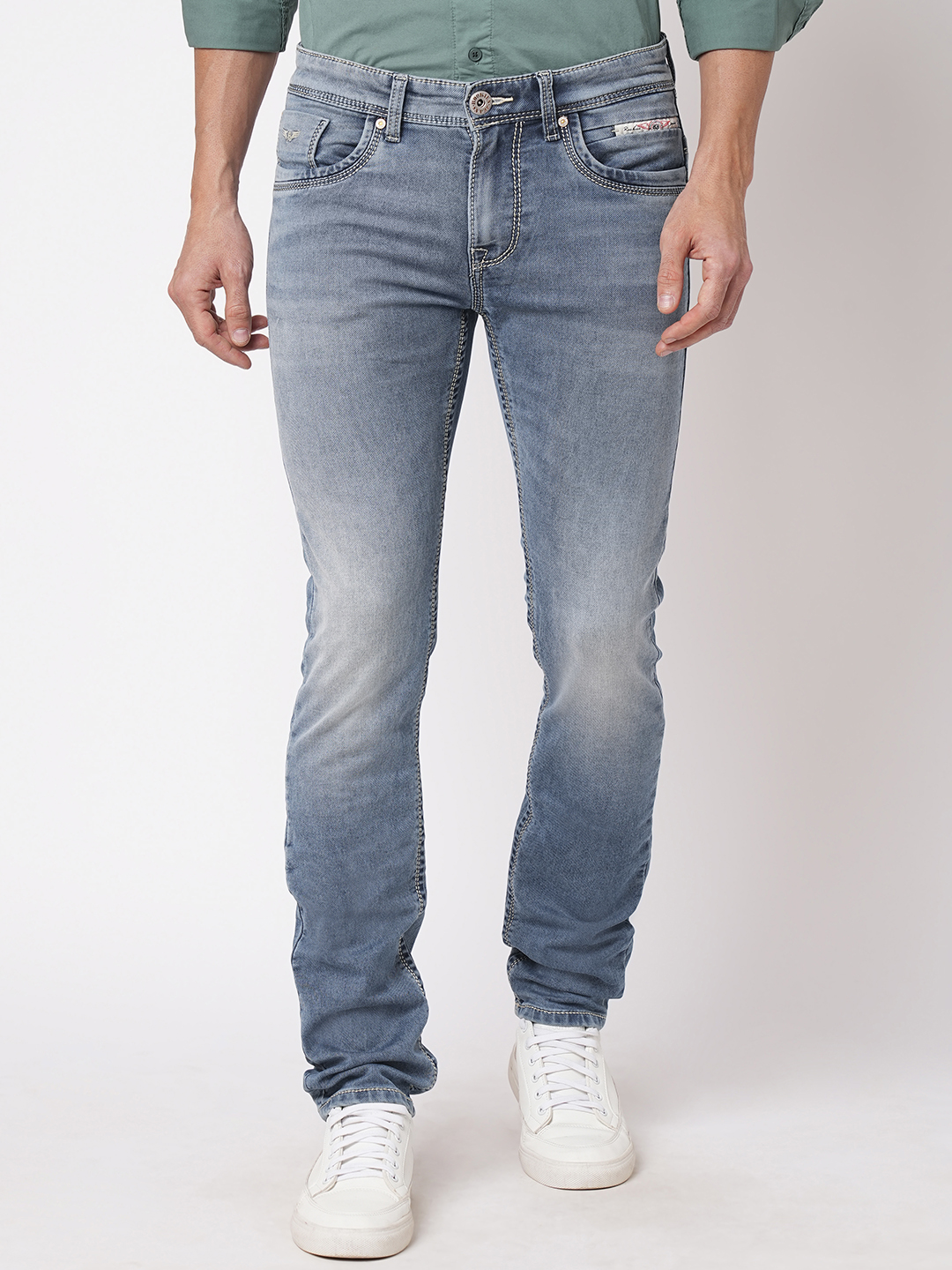 LT BLUE 5 POCKET MID-RISE JEANS (LENNON)