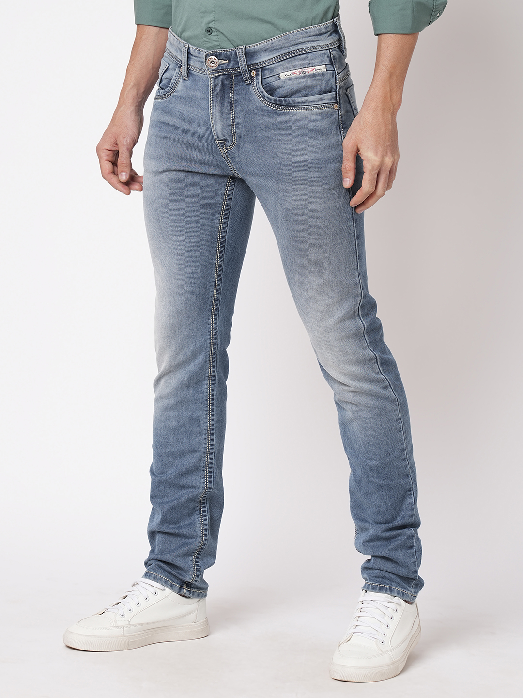 LT BLUE 5 POCKET MID-RISE JEANS (LENNON)