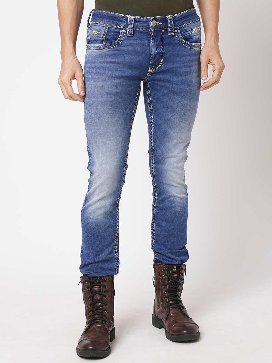 MED BLUE 5 POCKET MID-RISE JEANS (LENNON)