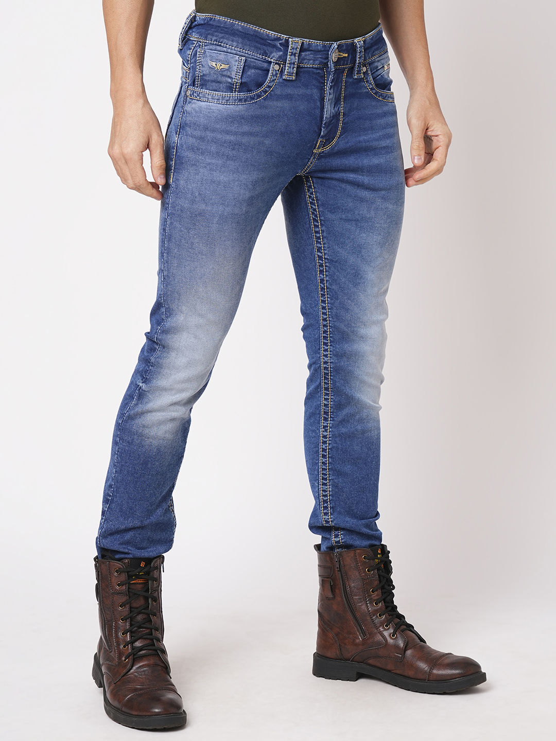 MED BLUE 5 POCKET MID-RISE JEANS (LENNON)