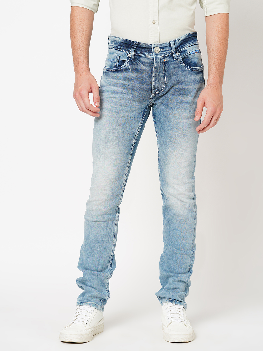 LT BLUE 5 POCKET MID-RISE JEANS (LENNON)