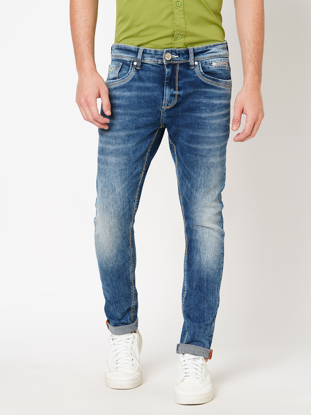 MED BLUE 5 POCKET LOW-RISE ANKLE LENGTH JEANS (SPRINGSTEEN FIT)