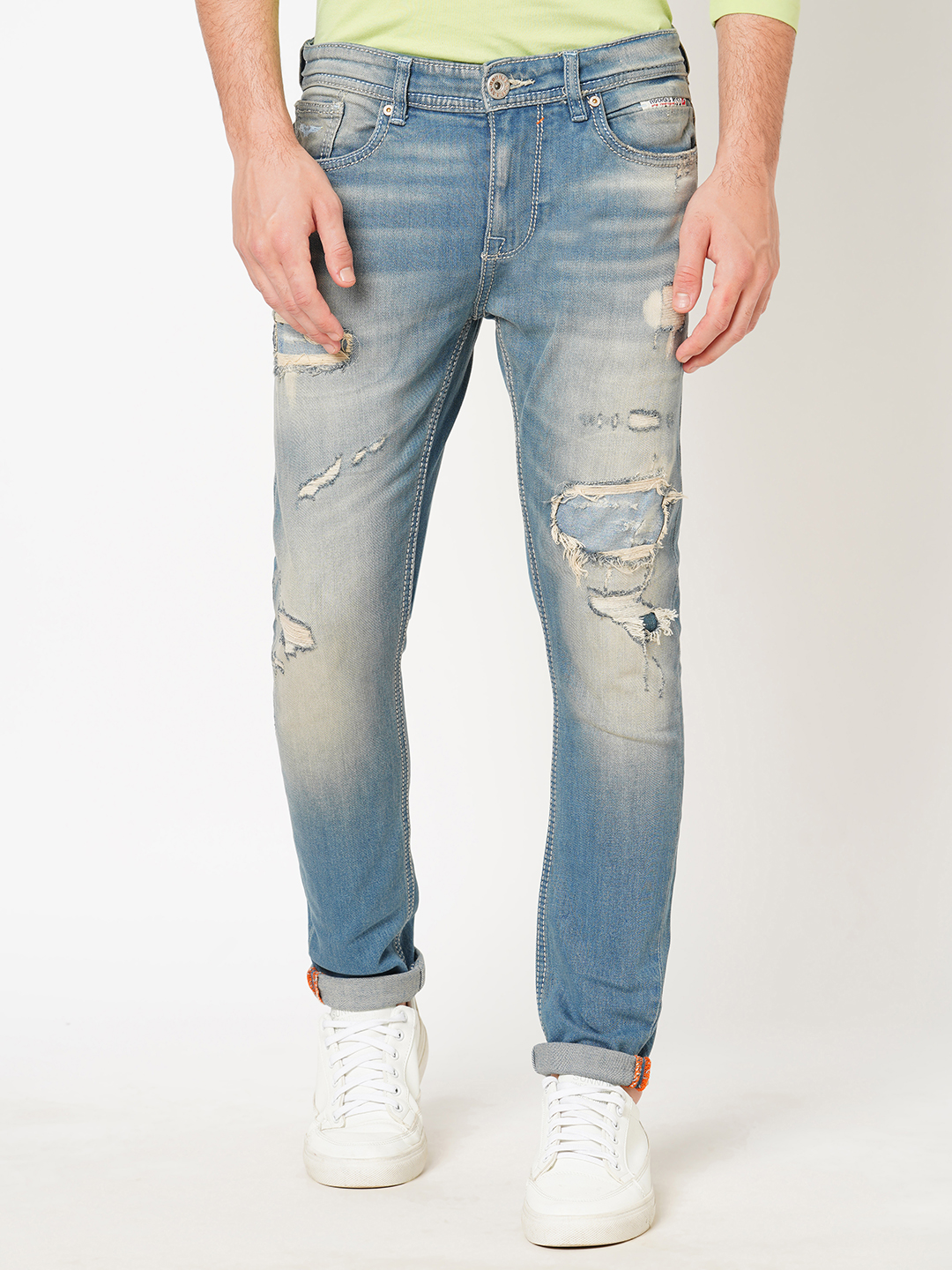 MED BLUE 5 POCKET LOW-RISE ANKLE LENGTH JEANS (SPRINGSTEEN FIT)