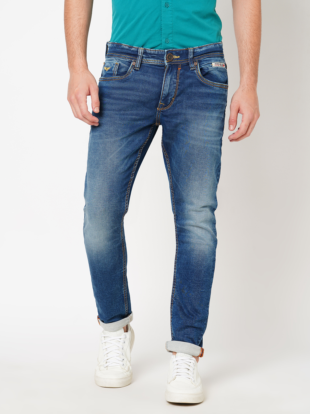 MED BLUE 5 POCKET LOW-RISE ANKLE LENGTH JEANS (SPRINGSTEEN FIT)