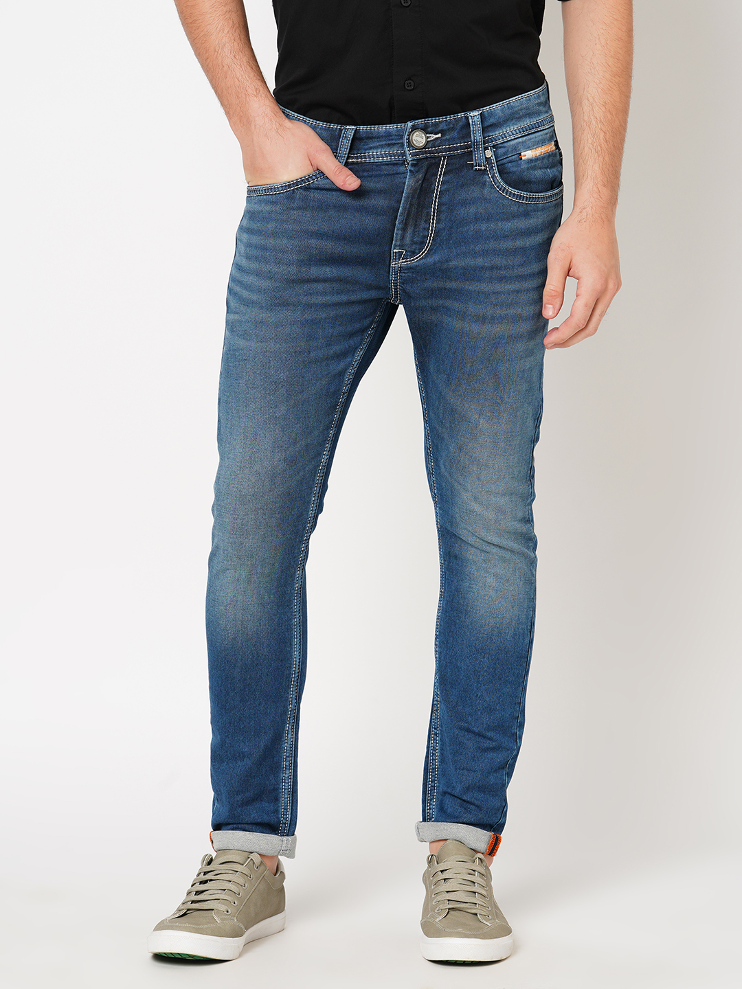 MED BLUE 5 POCKET LOW-RISE ANKLE LENGTH JEANS (SPRINGSTEEN FIT)