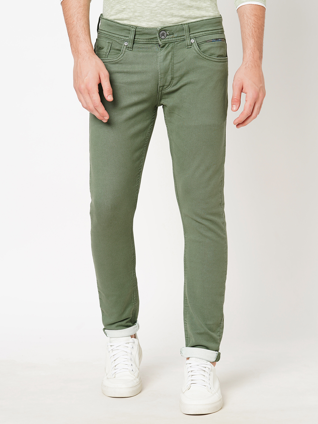 MINT GREEN 5 POCKET LOW-RISE ANKLE LENGTH JEANS (SPRINGSTEEN FIT)