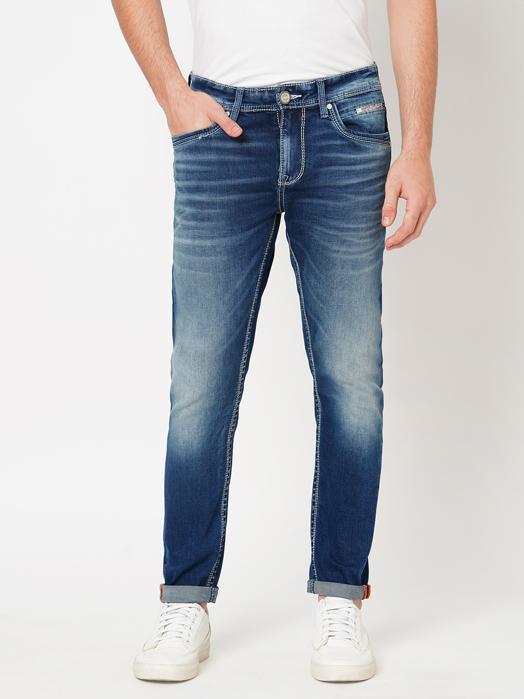 MED BLUE 5 POCKET LOW-RISE ANKLE LENGTH JEANS (SPRINGSTEEN FIT)