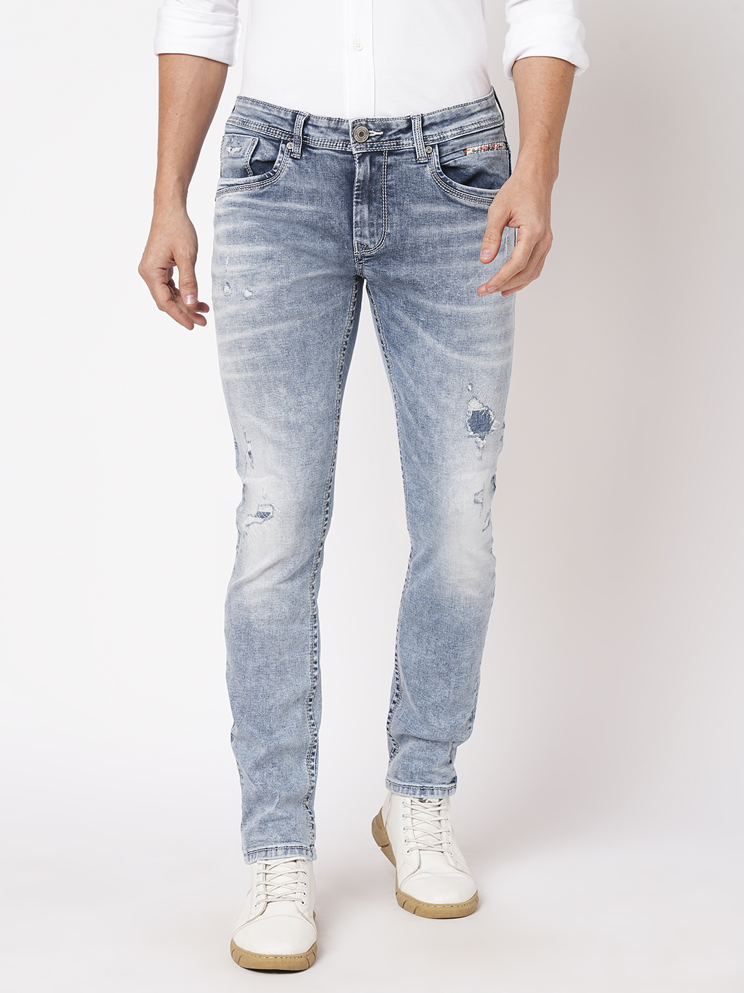 LT BLUE 5 POCKET MID-RISE NARROW TAPERED FIT JEANS (BILLY FIT)