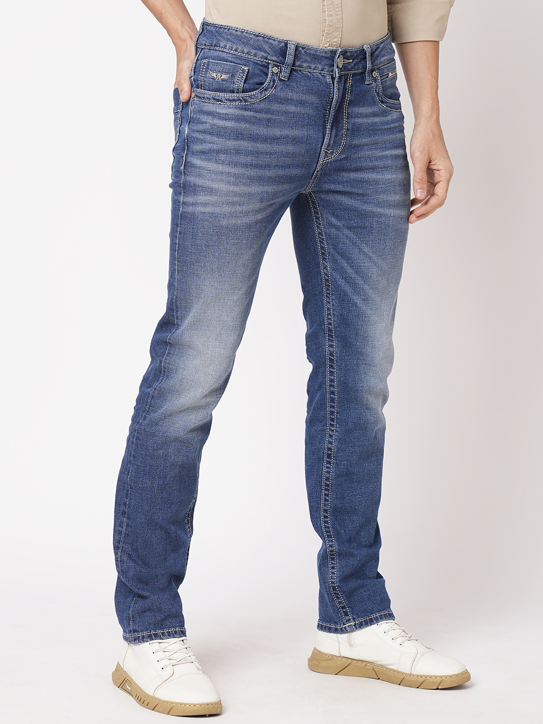 MED BLUE 5 POCKET MIDRISE, REGULAR AND STREIGHT FIT JEANS (MORRISON FIT)