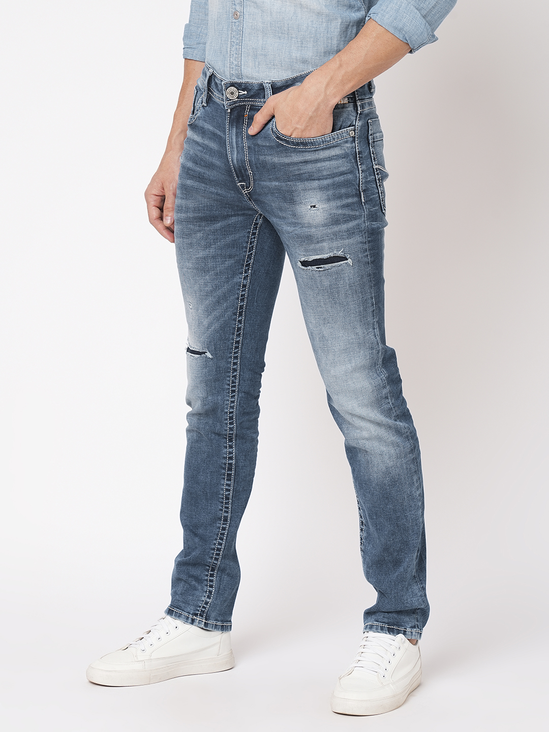 MED BLUE 5 POCKET MIDRISE, REGULAR AND STREIGHT FIT JEANS (MORRISON FIT)