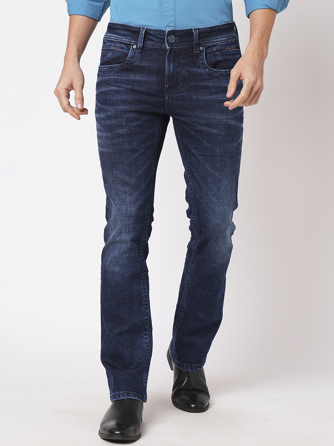 DK BLUE 5 POCKET SLIM FIT LOW RISE BOOT LEG JEANS (BOOT CUT FIT)