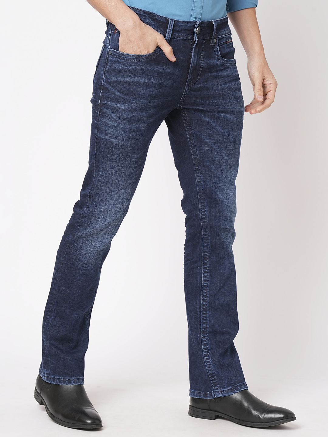 DK BLUE 5 POCKET SLIM FIT LOW RISE BOOT LEG JEANS (BOOT CUT FIT)