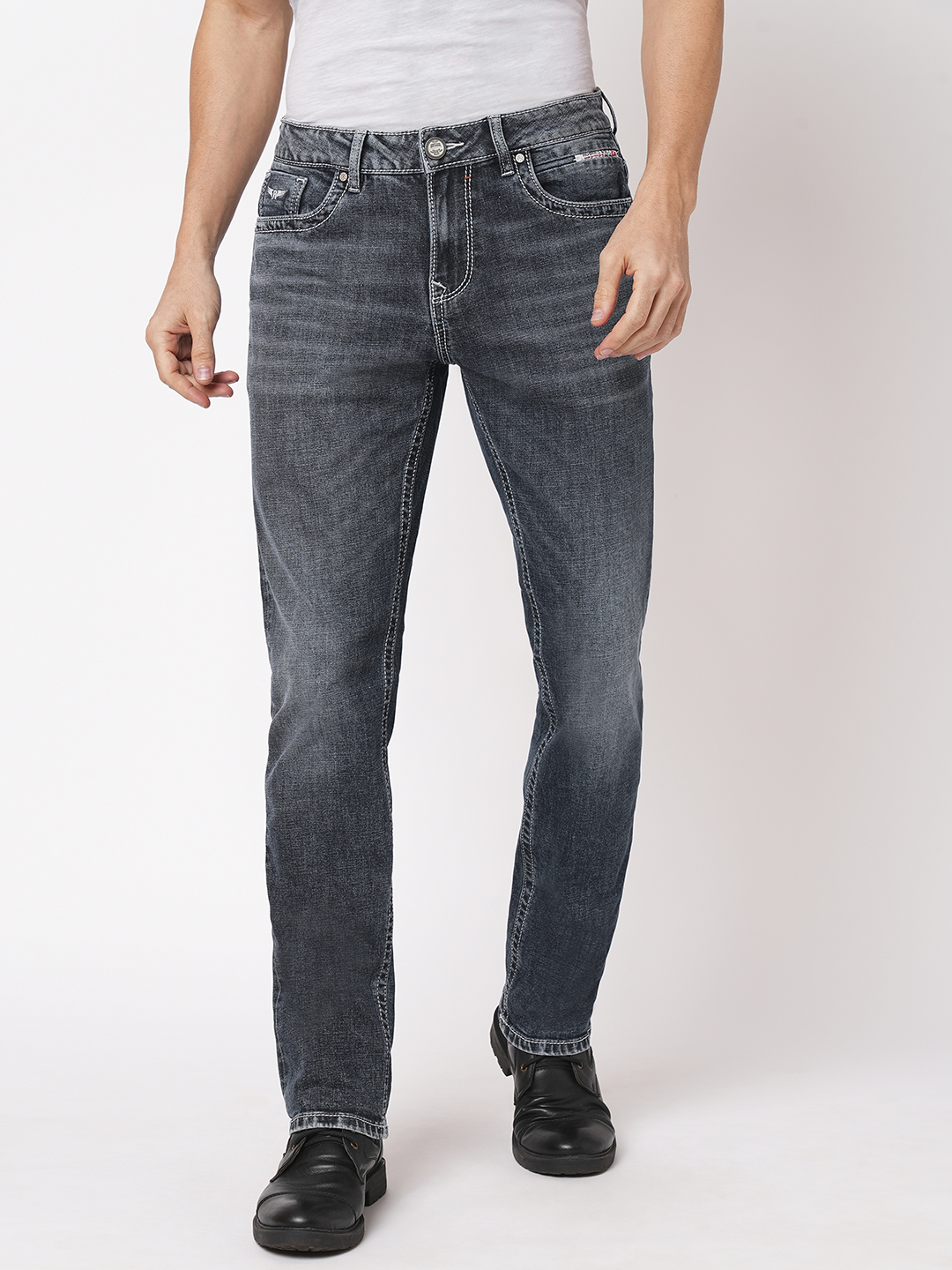 MED BLUE 5 POCKET MIDRISE, COMFORT AND STREIGHT FIT JEANS (JESSE FIT)