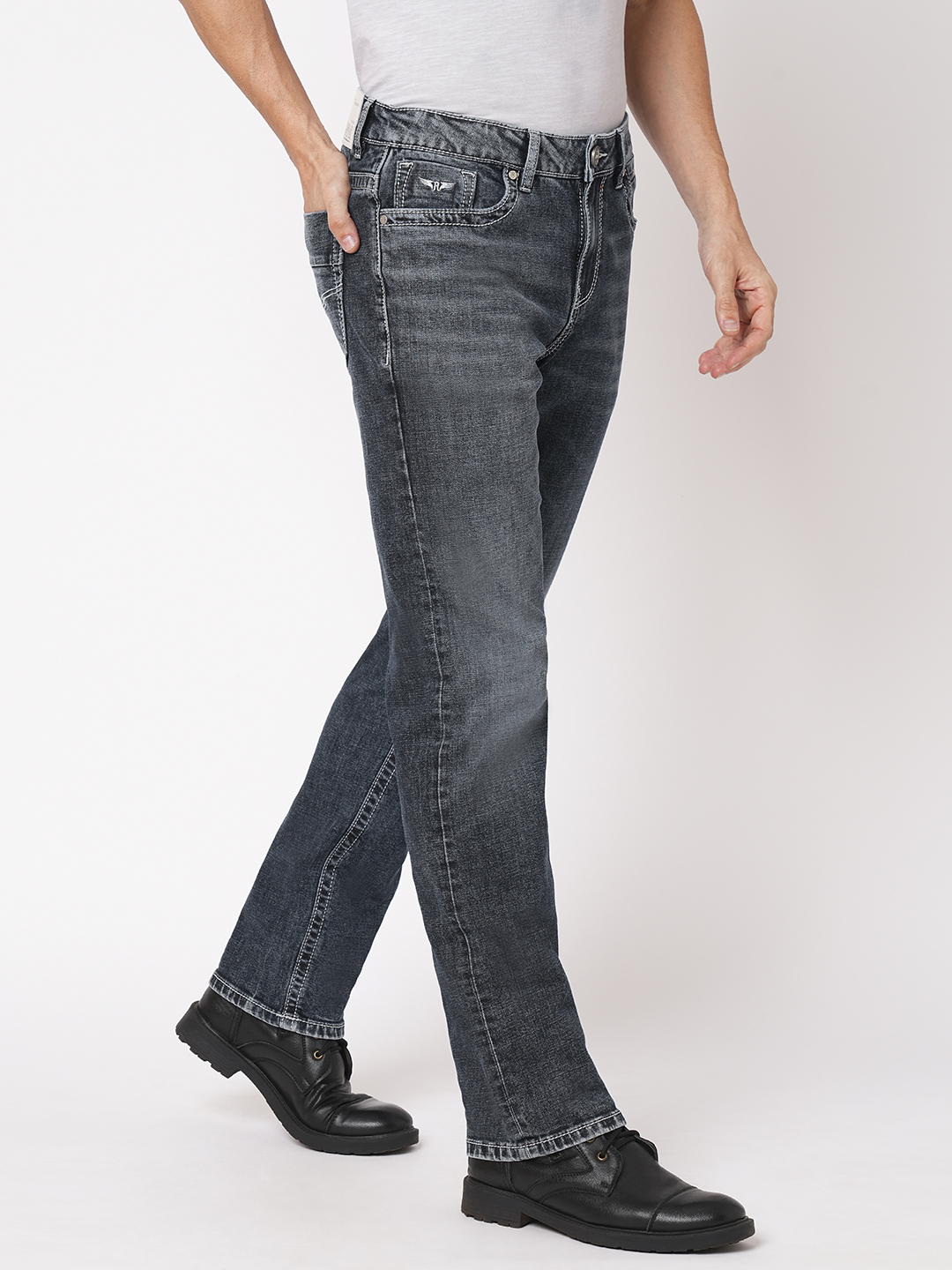 MED BLUE 5 POCKET MIDRISE, COMFORT AND STREIGHT FIT JEANS (JESSE FIT)