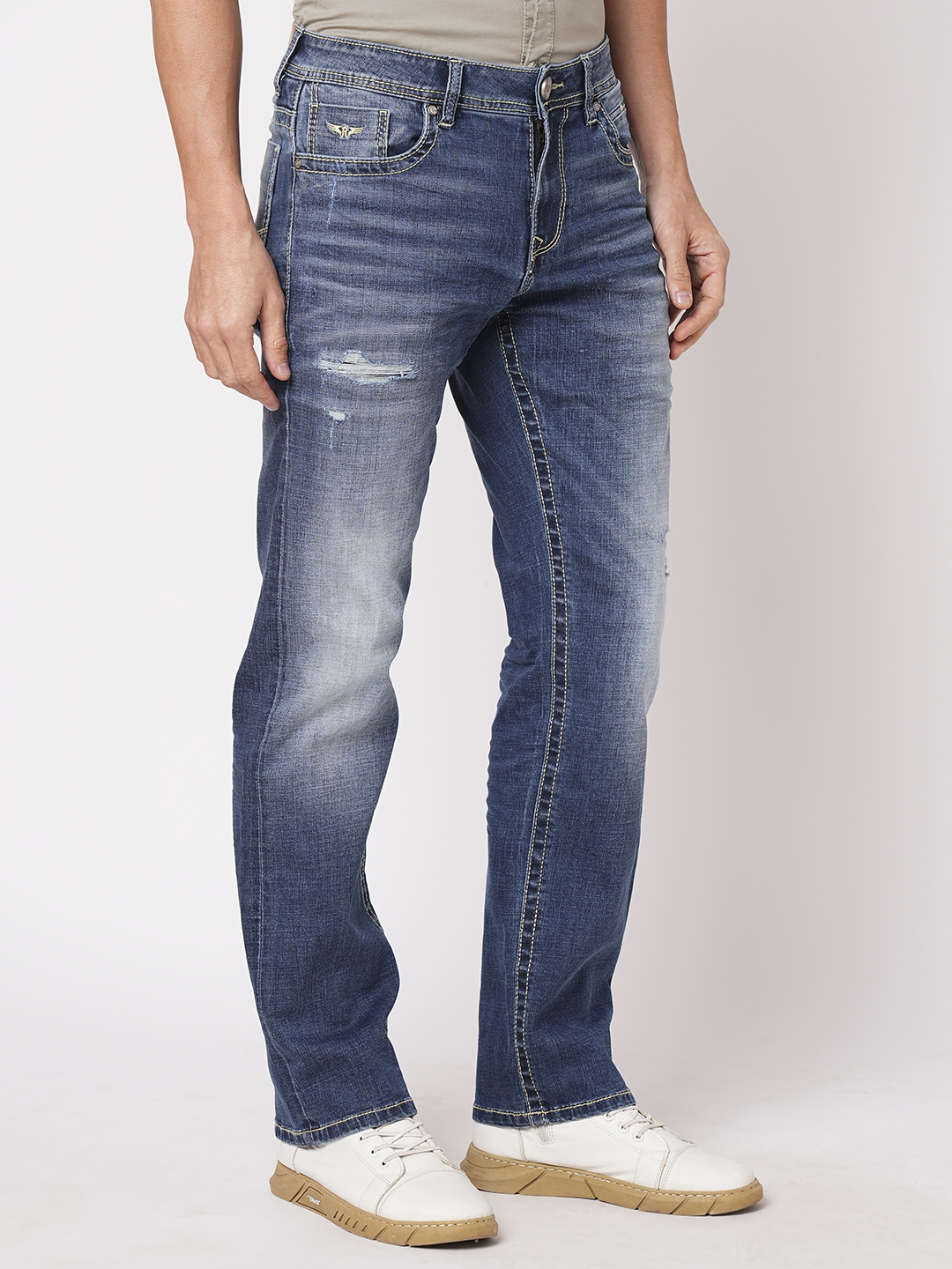 MED BLUE 5 POCKET MIDRISE, COMFORT AND STREIGHT FIT JEANS (JESSE FIT)