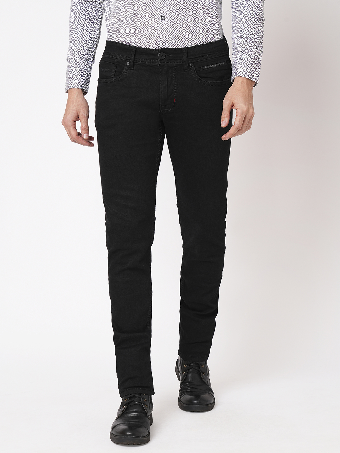 BLACK 5 POCKET MID-RISE JEANS (LENNON)