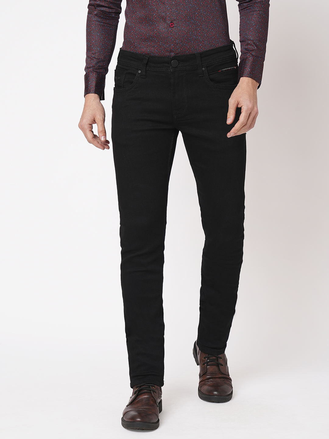 BLACK 5 POCKET MID-RISE JEANS (LENNON)