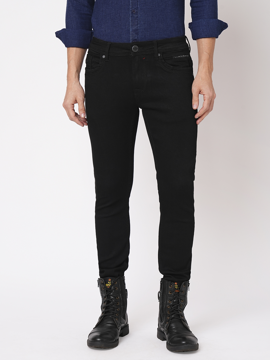 BLACK 5 POCKET MID-RISE NARROW TAPERED FIT JEANS (BILLY FIT)