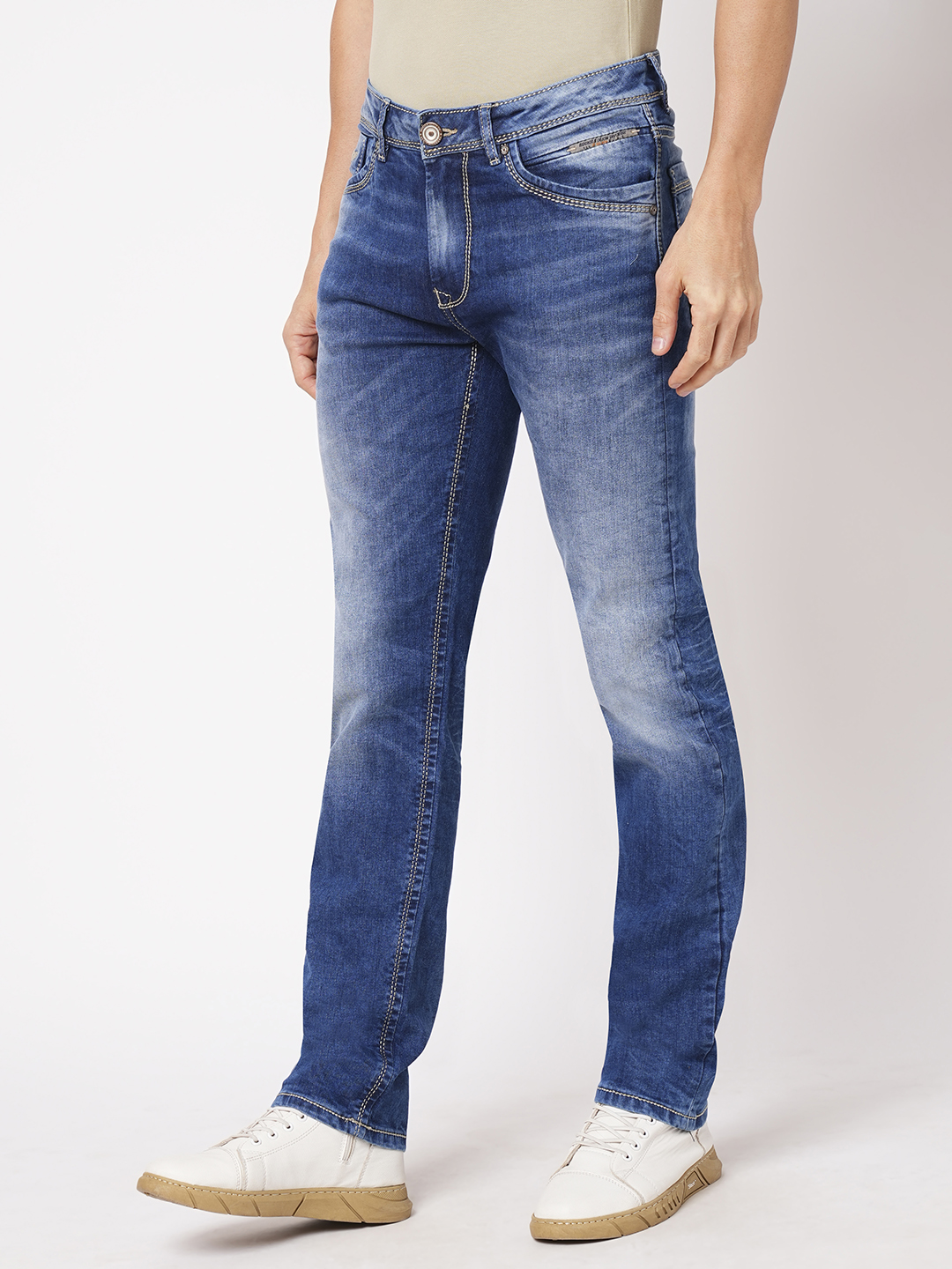 MED BLUE 5 POCKET MIDRISE, REGULAR AND STREIGHT FIT JEANS (MORRISON FIT)