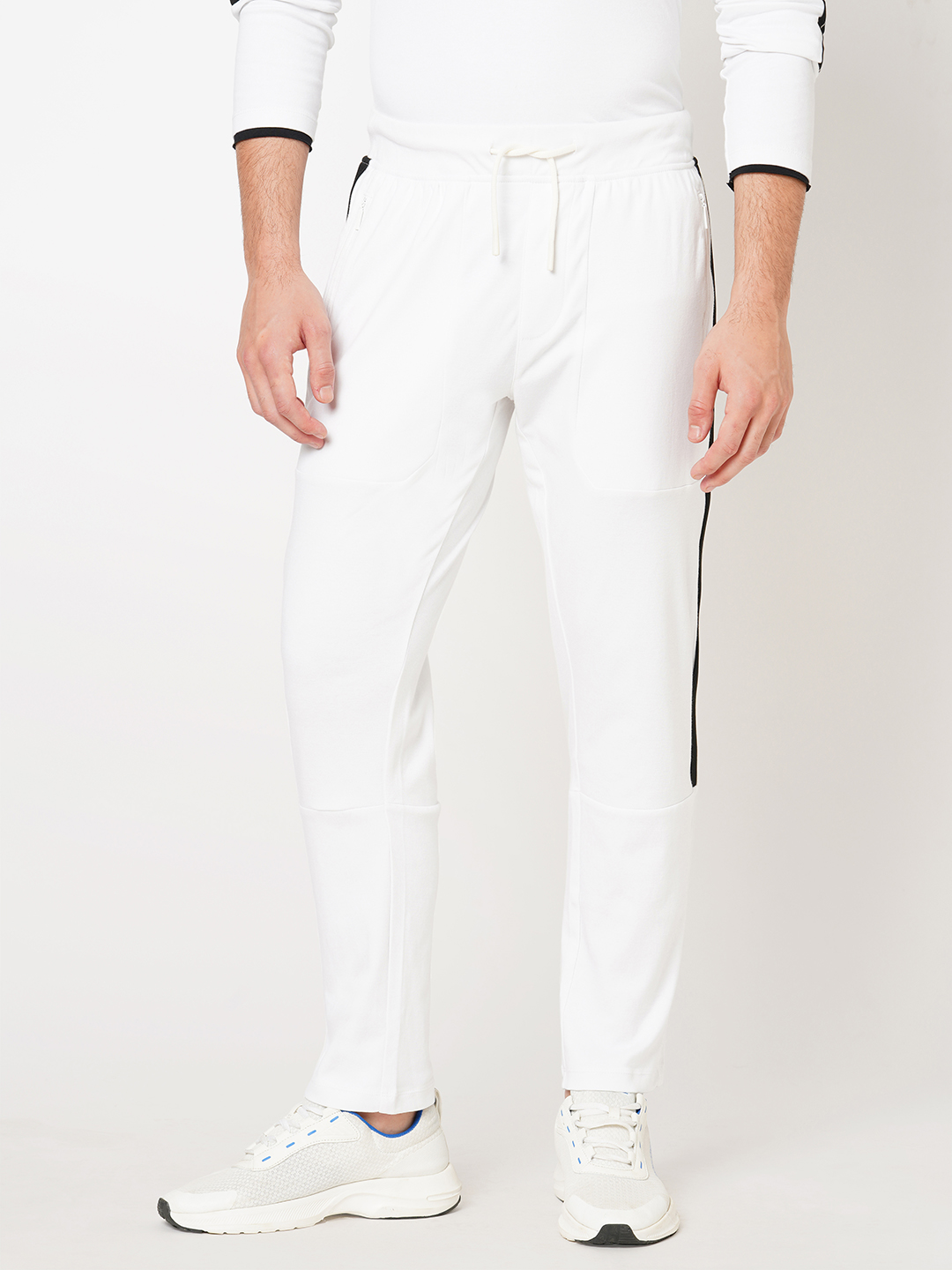 WHITE ATHLEISURE TRACK PANT (COMFORT FIT)