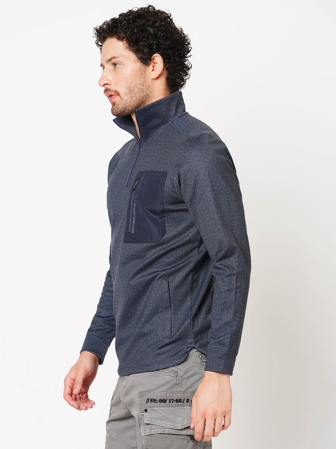 INDIGO BLUE FULL SLEEVE ATHLEISURE HIGH NECK JACKET (ATH LEISURE REGULAR)