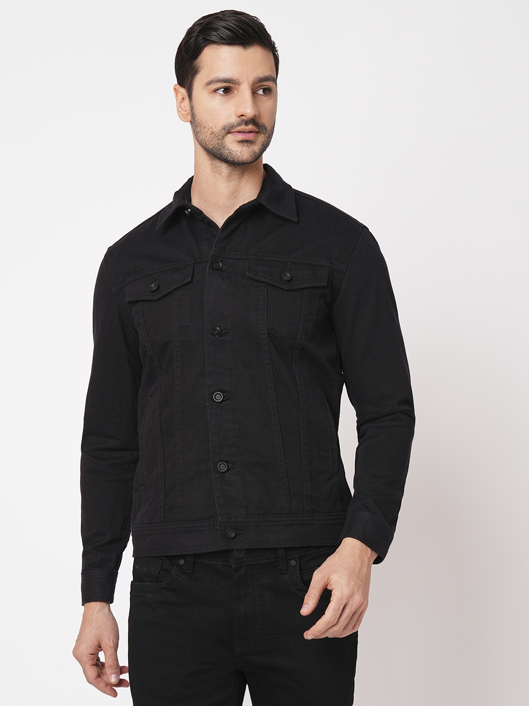 BLACK FULL SLEEVE DENIM JACKET (DENIM REGULAR)