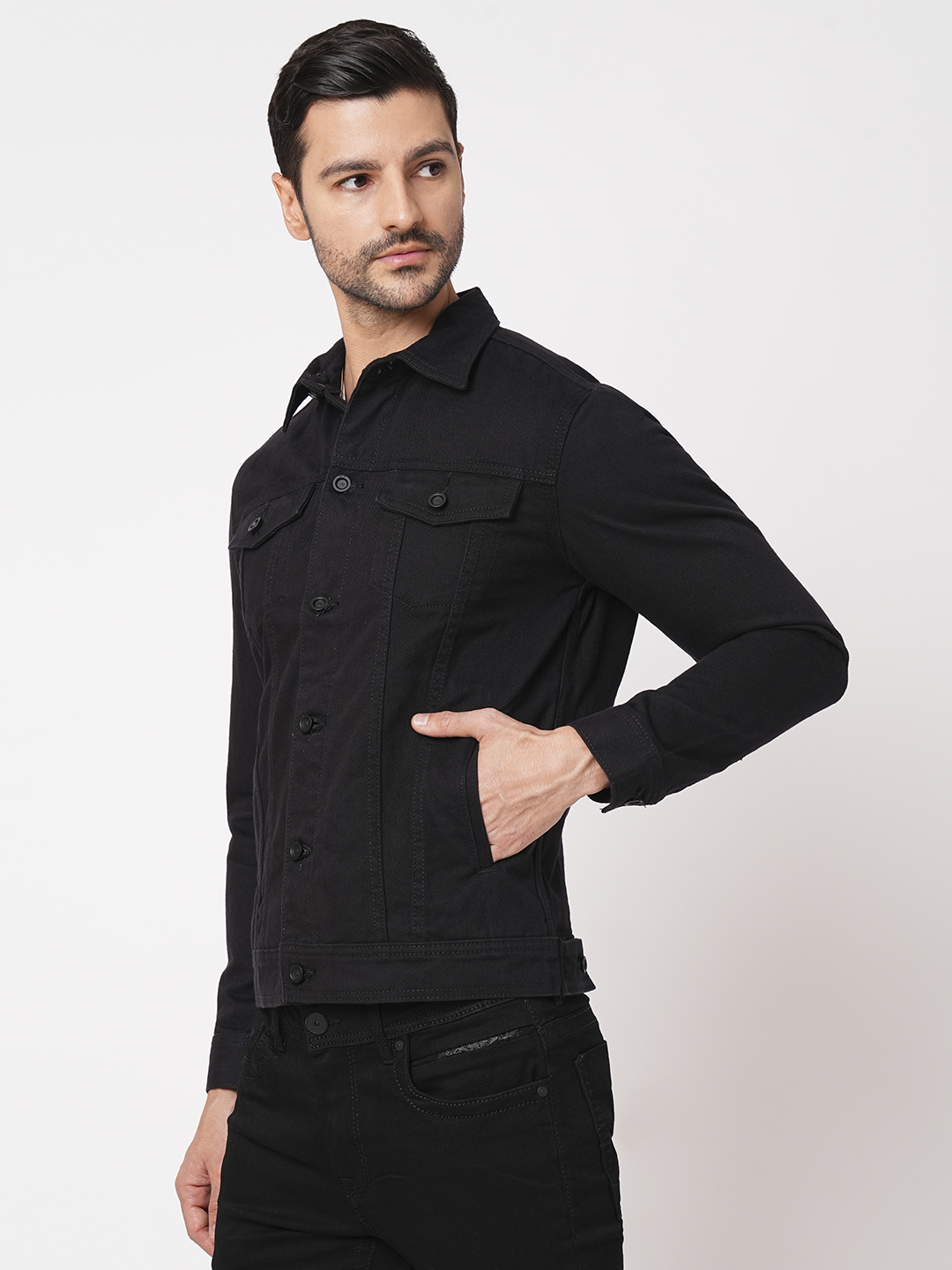 BLACK FULL SLEEVE DENIM JACKET (DENIM REGULAR)