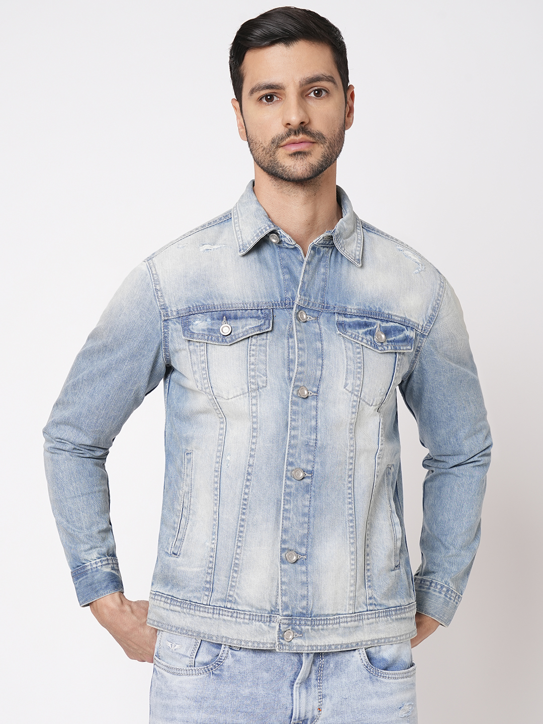 MED BLUE FULL SLEEVE DENIM JACKET (DENIM REGULAR)