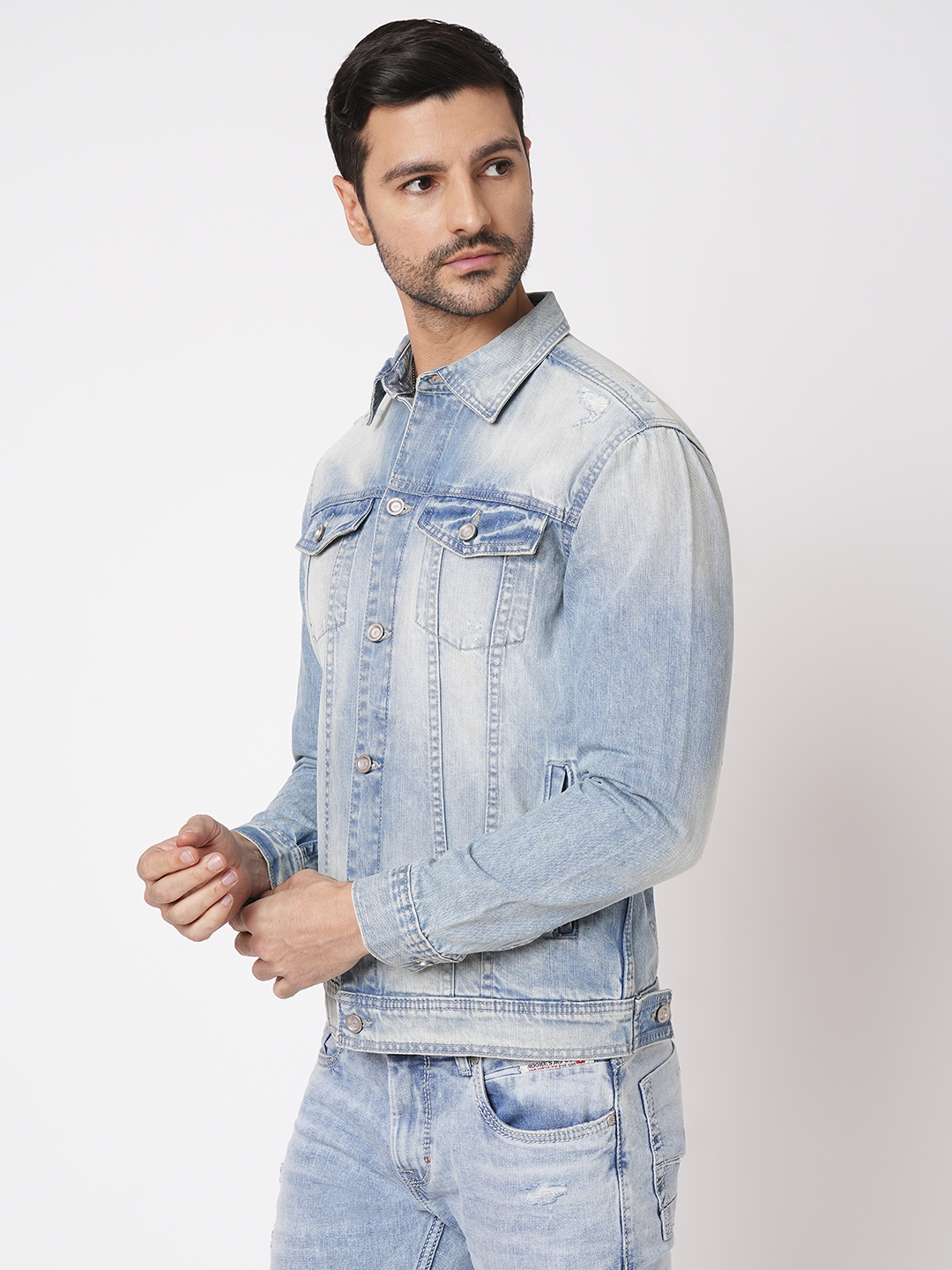 MED BLUE FULL SLEEVE DENIM JACKET (DENIM REGULAR)