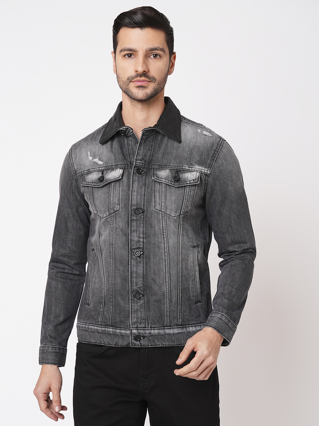 GREY FULL SLEEVE DENIM JACKET (DENIM REGULAR)