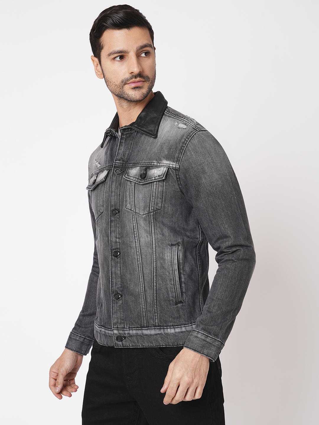 GREY FULL SLEEVE DENIM JACKET (DENIM REGULAR)