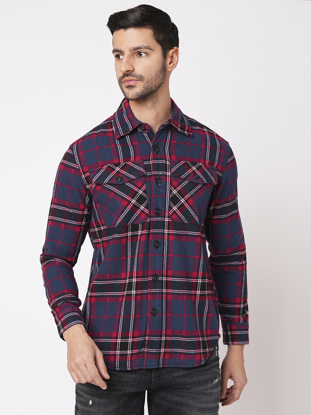 RED BLACK FULL SLEEVE OVERSIZED CHECK SHIRT (COMFORT F/SLV FIT)