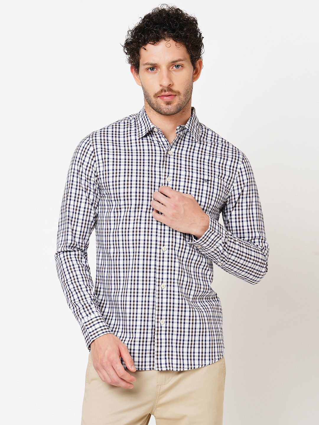 WHITE BLUE FULL SLEEVE CHECK SHIRT (LEO F/SLV FIT)