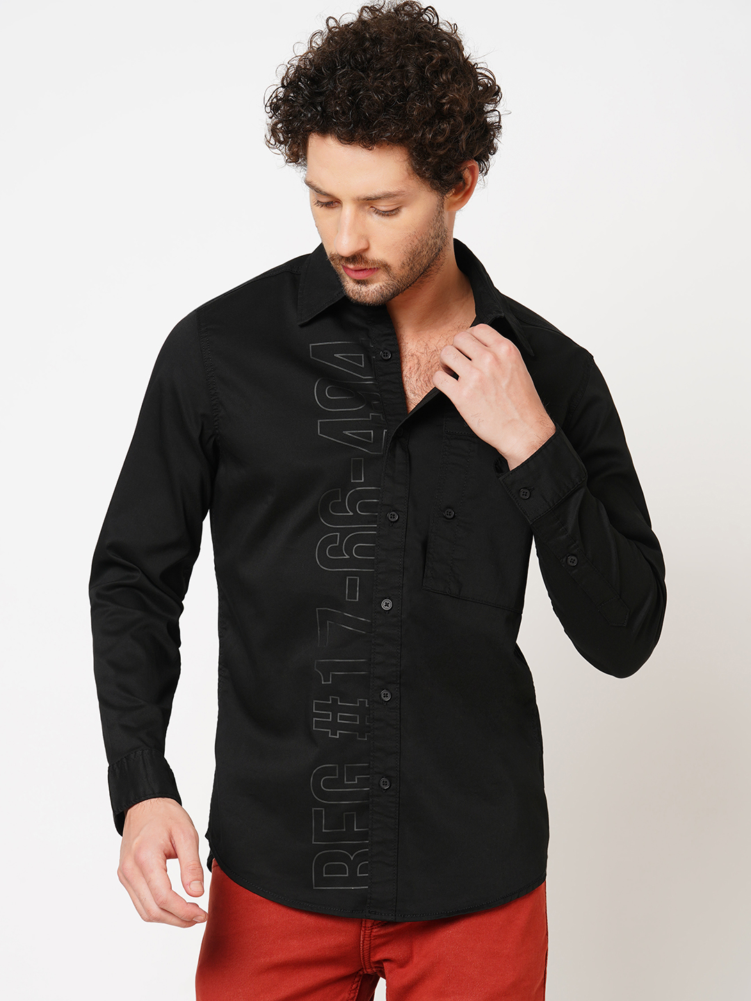 BLACK FULL SLEEVE SOLID SHIRT (ZACK F/SLV FIT)