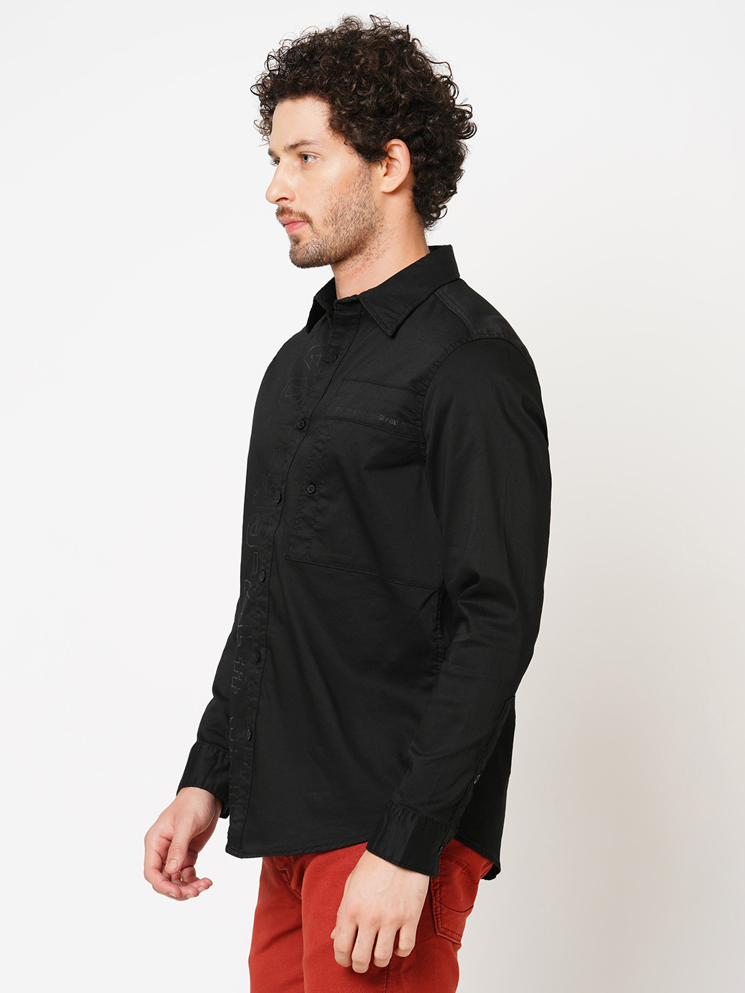 BLACK FULL SLEEVE SOLID SHIRT (ZACK F/SLV FIT)