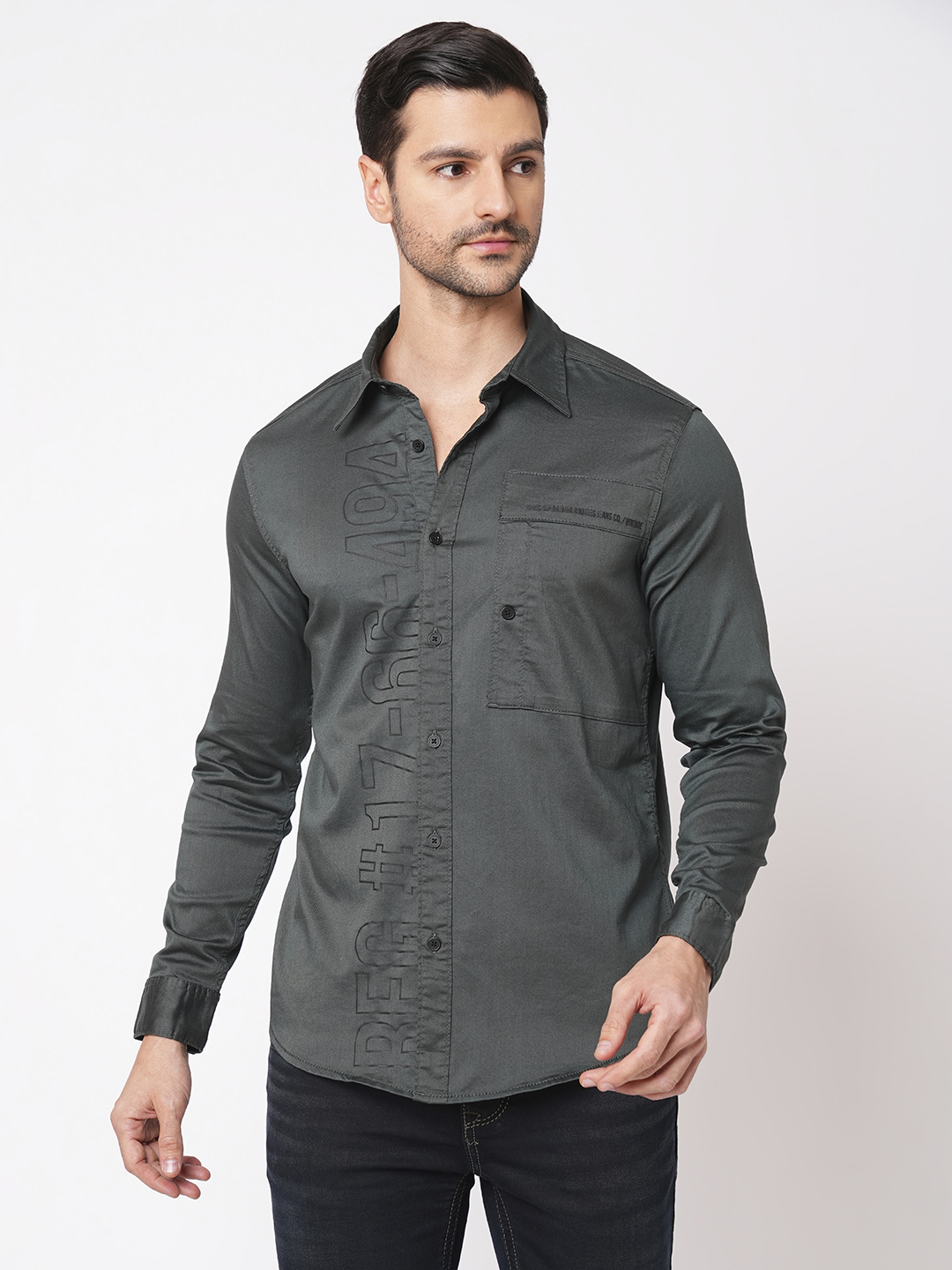 BOTTLE GREEN FULL SLEEVE SOLID SHIRT (ZACK F/SLV FIT)