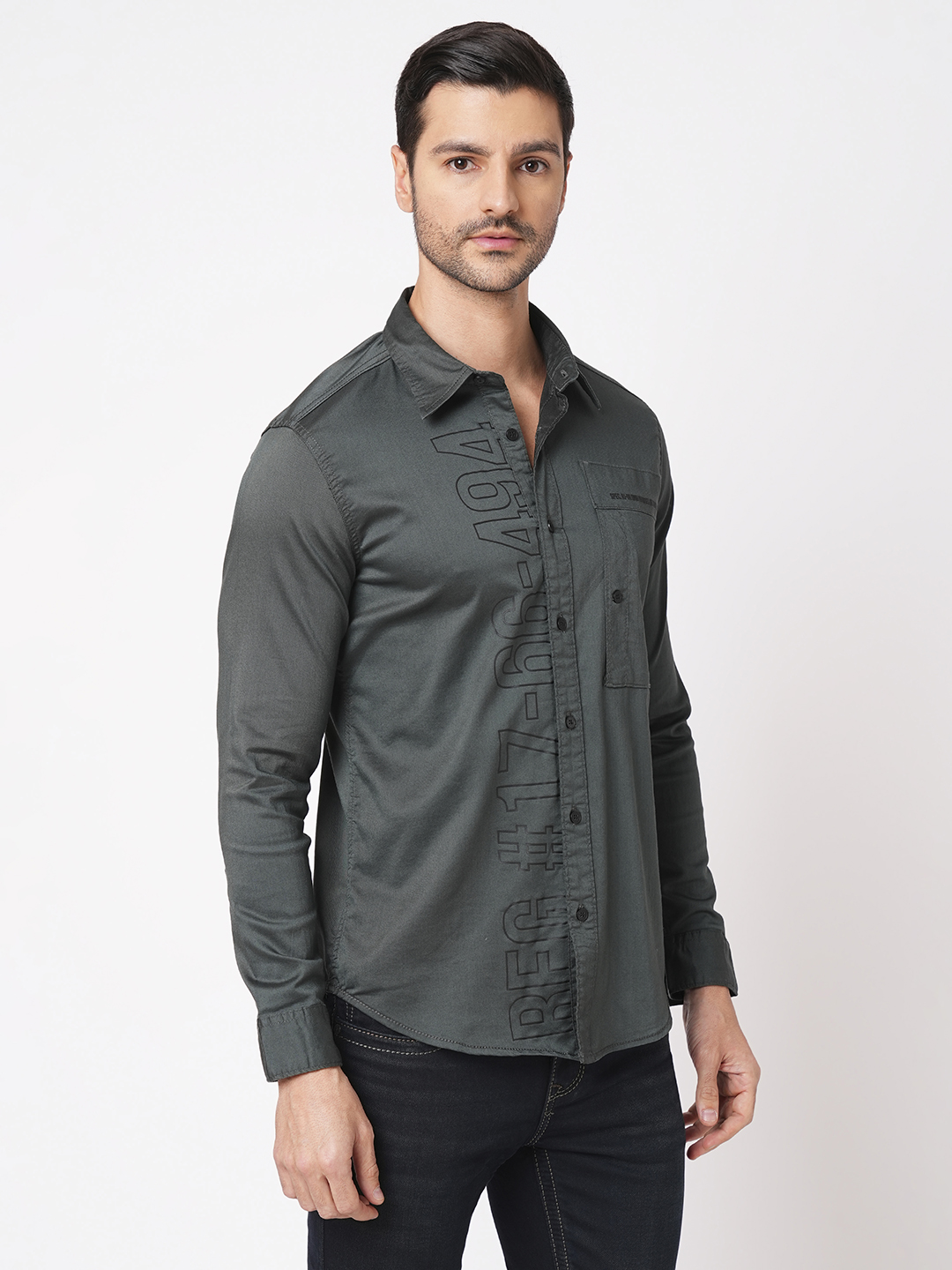 BOTTLE GREEN FULL SLEEVE SOLID SHIRT (ZACK F/SLV FIT)