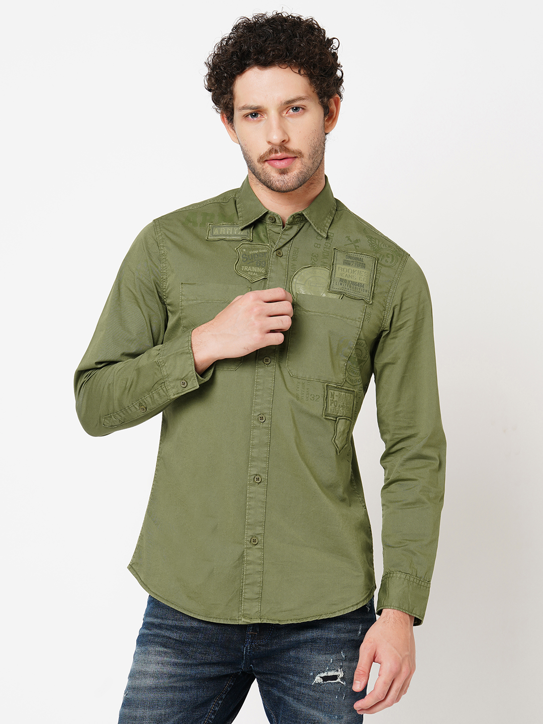 MOSS GREEN FULL SLEEVE SOLID SHIRT (LEO F/SLV FIT)