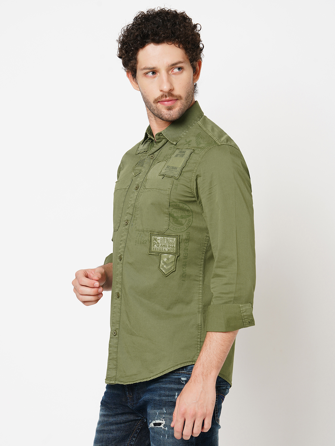 MOSS GREEN FULL SLEEVE SOLID SHIRT (LEO F/SLV FIT)