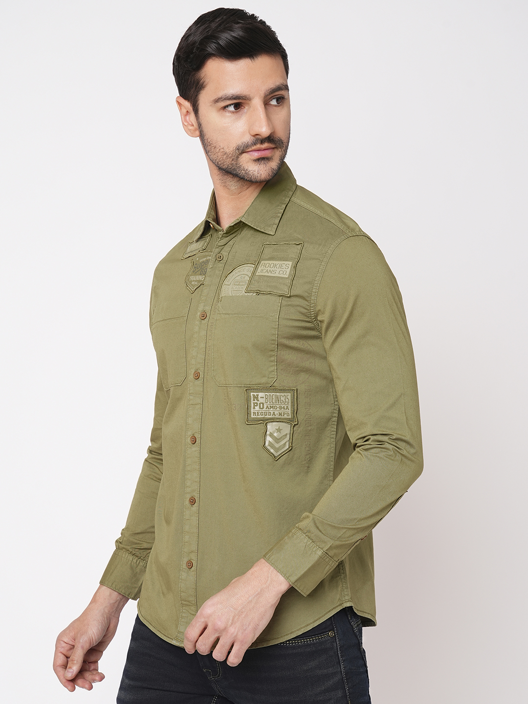 KHAKI FULL SLEEVE SOLID SHIRT (LEO F/SLV FIT)