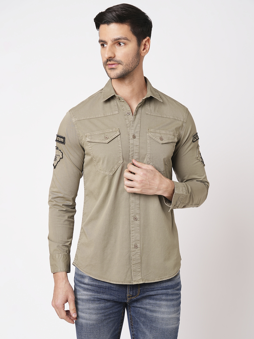 DK SAND FULL SLEEVE SOLID SHIRT (LEO F/SLV FIT)